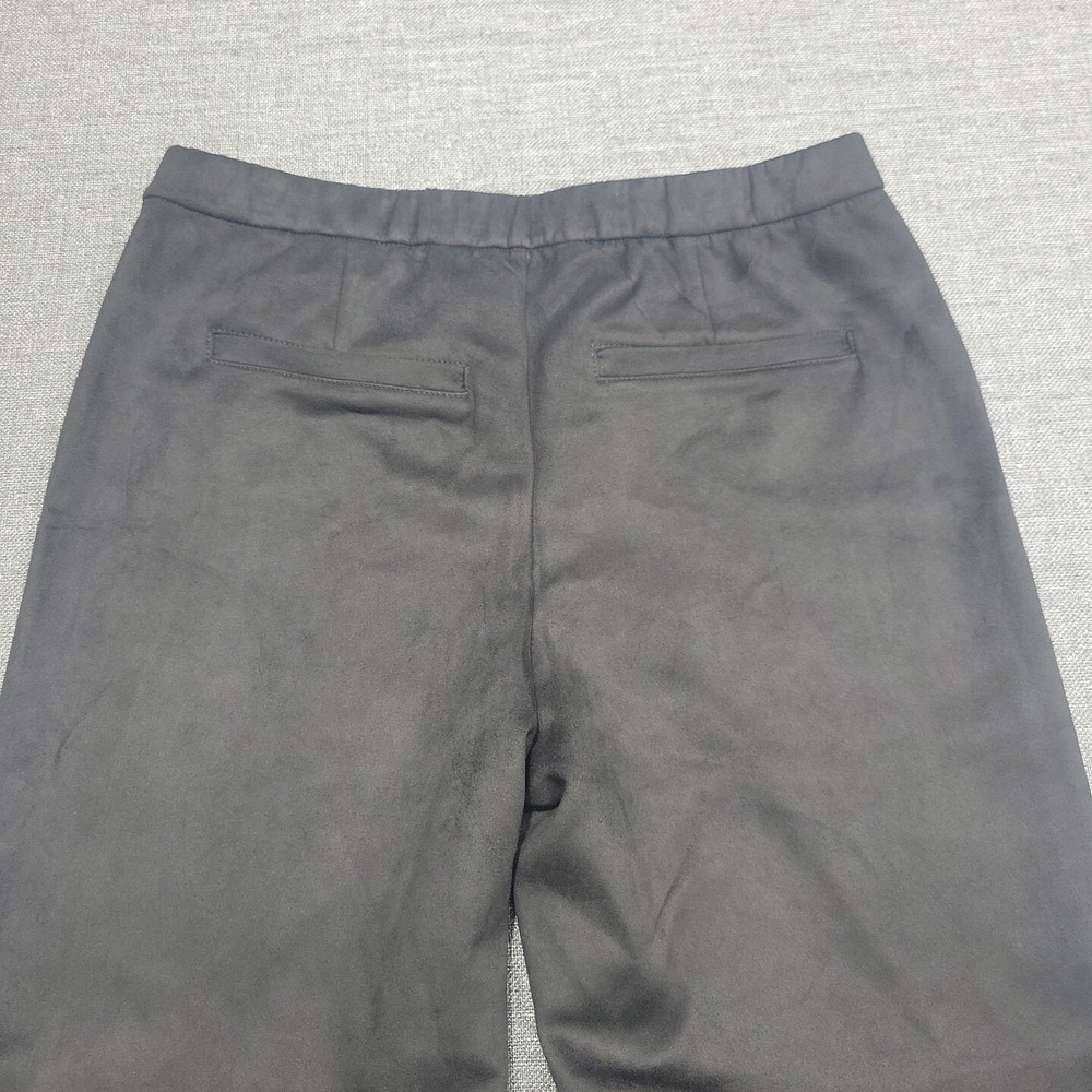 Isaac Mizrahi Live Womens Faux Suede Pants Petite 6P Black Straight Leg Ankle - Picture 7 of 12